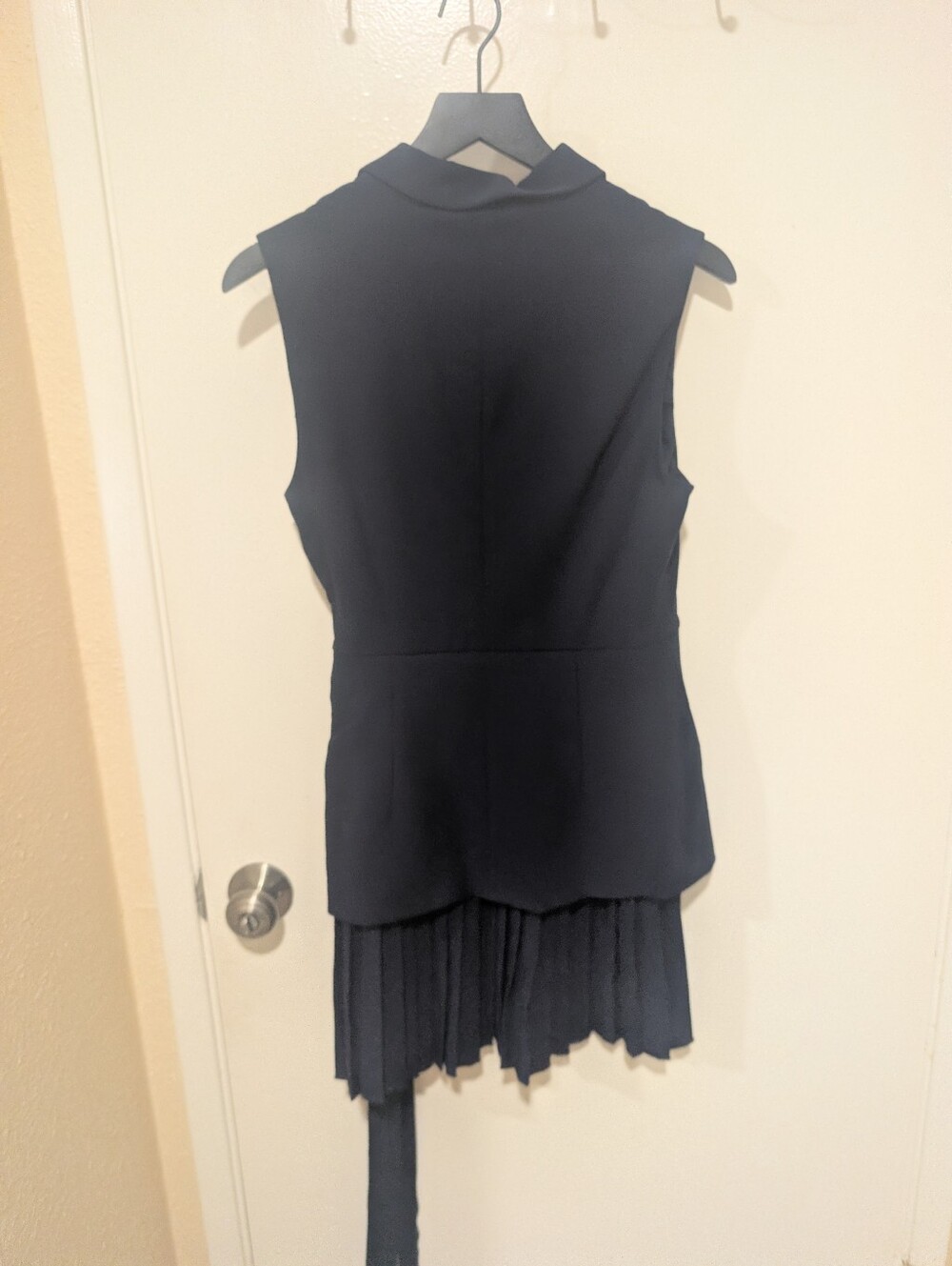 Commense NWT Navy Belted Pleated Sleeveless Blazer Dress - Picture 7 of 13